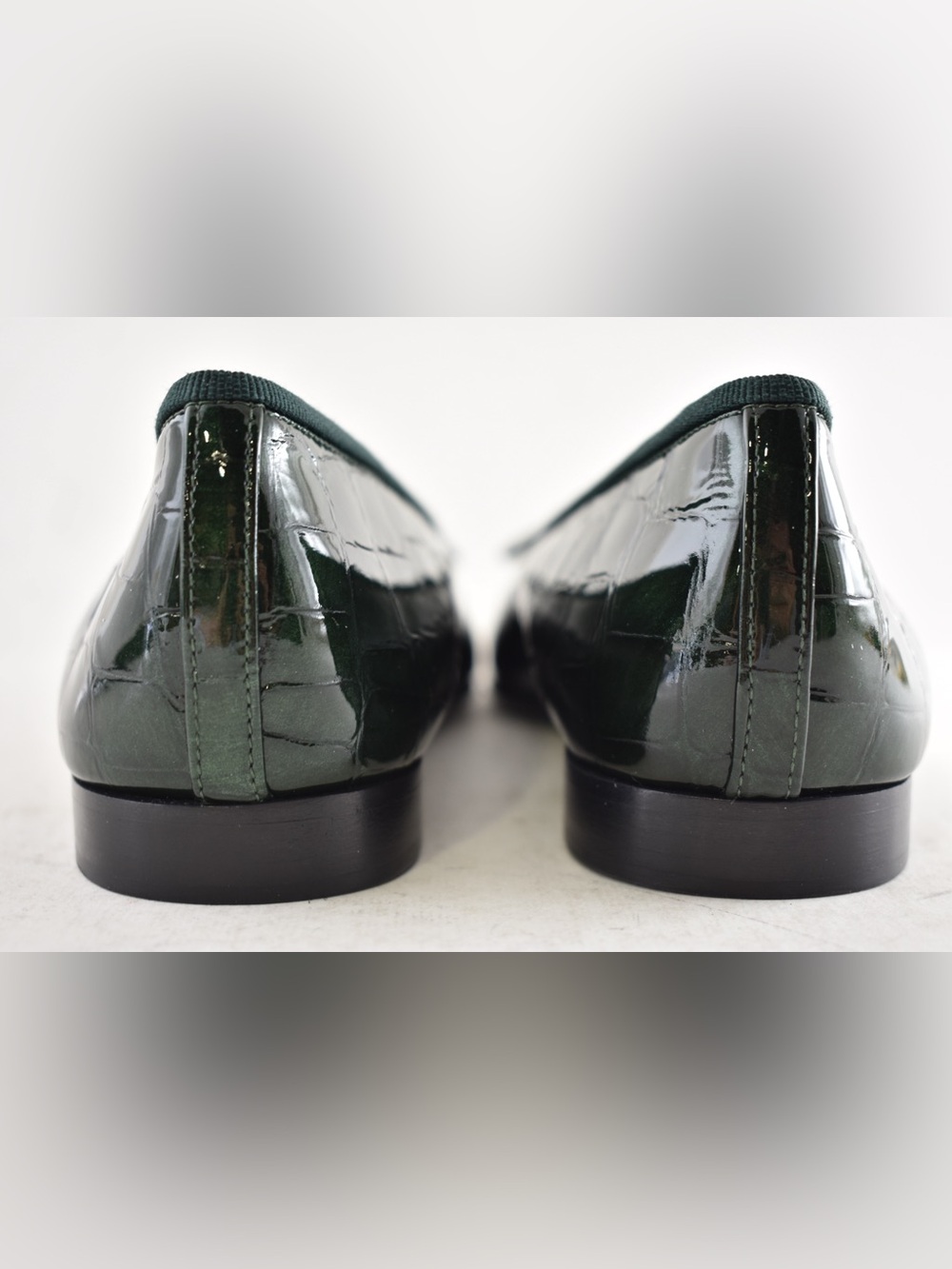 Chanel 26A Dark Green Black Crocodile Patent CC Logo Ballet Ballerina Flat 39 - Picture 15 of 16